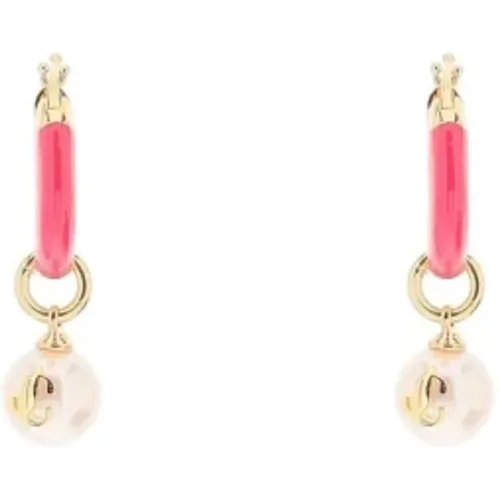 Perlen-Charm Hoop Ohrringe mit französischem Verschluss , Damen, Größe: ONE Size - Jimmy Choo - Modalova