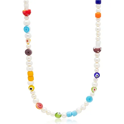 Pearl Choker with Glass Beads , male, Sizes: ONE SIZE - Nialaya - Modalova