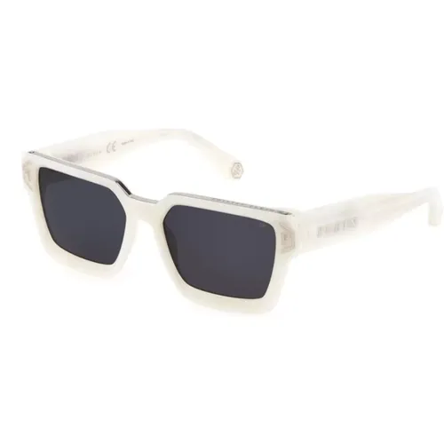 Brave Shade Sonnenbrille Weiß/Grau , unisex, Größe: 57 MM - Philipp Plein - Modalova