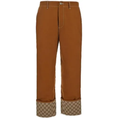 Cotton Trousers with GG Monogram , male, Sizes: M, S - Gucci - Modalova