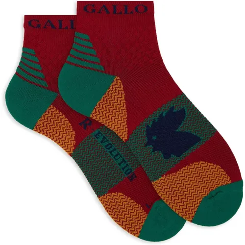 Unisex super kurze rote technische Frottee-Socken mit Zickzack-Motiv - Gallo - Modalova