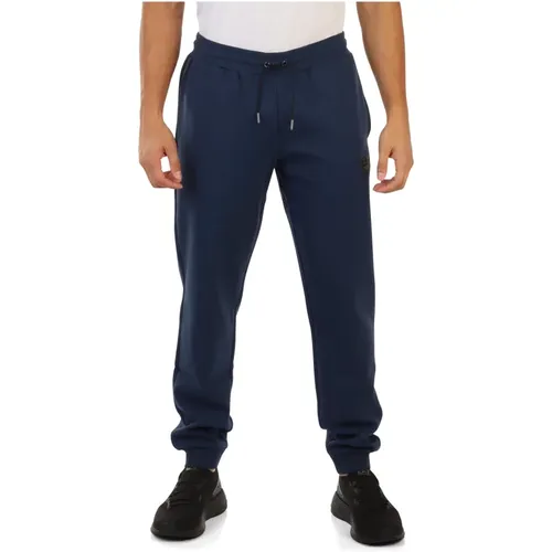 Cotton blend sport pants with logo patch , male, Sizes: 2XL - Emporio Armani EA7 - Modalova