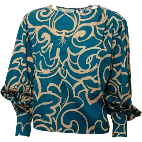 Abstract and Beige Polyester Shirt , female, Sizes: XS - Jijil - Modalova
