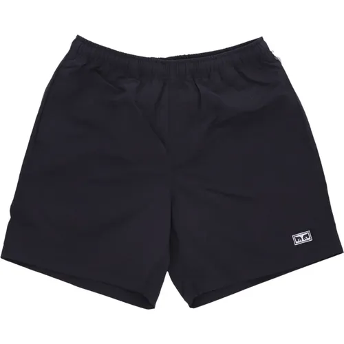 Schwarze Nylon Herrenshorts mit Taschen , Herren, Größe: S - Obey - Modalova