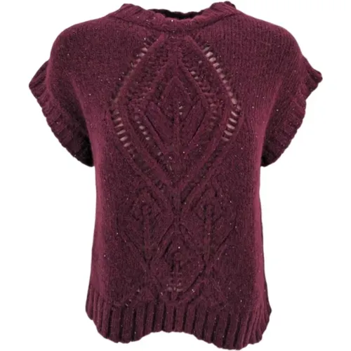 Bordeaux Pullover mit Lochmuster - D.Exterior - Modalova