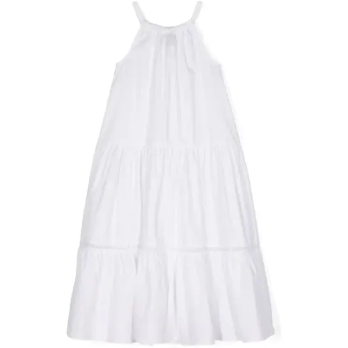 Weißes Junior Ärmelloses Kleid mit Volants - Ermanno Scervino - Modalova