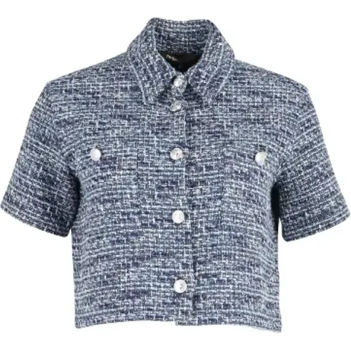 Blaues Baumwoll-Tweed-Shirt , Damen, Größe: M - Maje - Modalova