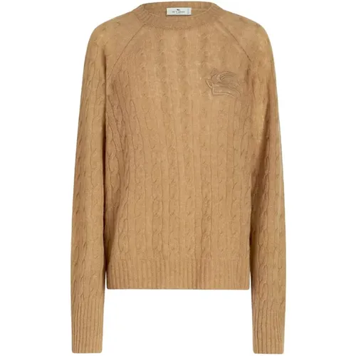 Braune Sweaters mit 3D-Effekt Pegaso-Stickerei , Damen, Größe: 2XS - ETRO - Modalova