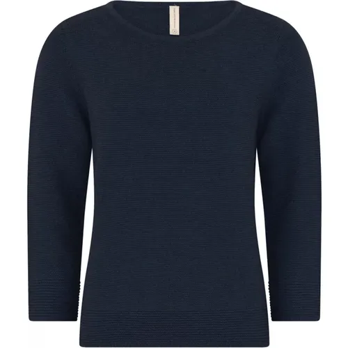 Strukturierter A-Linie Pullover Bluse Marine , Damen, Größe: M - Skovhuus - Modalova