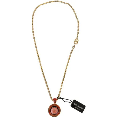 Gold Charm Chain Necklace - 100% Authentic , female, Sizes: ONE SIZE - Dolce & Gabbana - Modalova