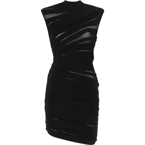 Ruched Dress with Sheer Design , female, Sizes: S - Mugler - Modalova