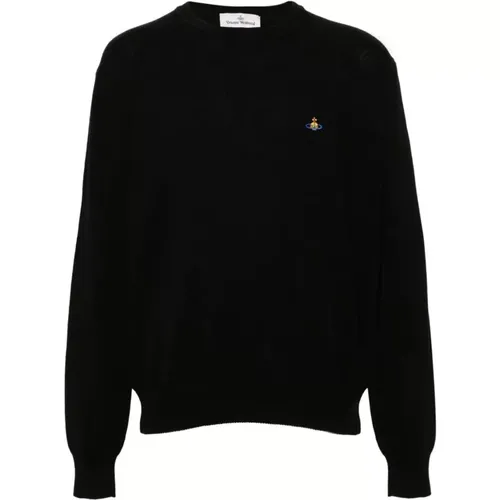 Cotton Sweater with Orb Logo Embroidery , male, Sizes: XL, S, M, L, 2XL - Vivienne Westwood - Modalova