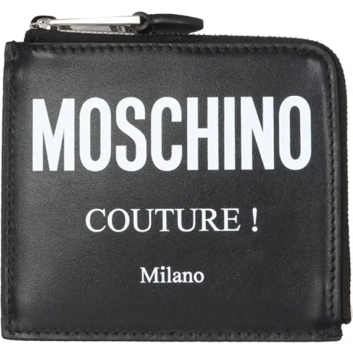 Leder Logo Quadratische Brieftasche - Moschino - Modalova