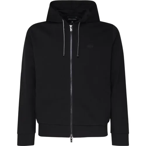 Schwarzer Kapuzenpullover mit Reißverschluss Made in Italy , Herren, Größe: XL - Emporio Armani - Modalova