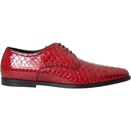 Python Leather Derby Formal Shoes , male, Sizes: 5 UK - Dolce & Gabbana - Modalova