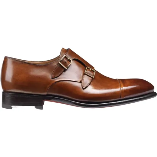 Klassische Ledermönchsschuhe,Handgefertigte Leder Monk Strap Schuhe,Handgefertigter Lederschuh mit Doppel-Schnalle - Santoni - Modalova