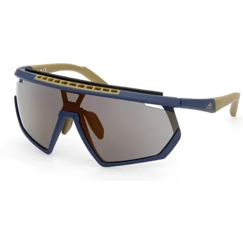 Sonnenbrille, Blau/Anderes Gestell, Braune Spiegelgläser - Adidas - Modalova