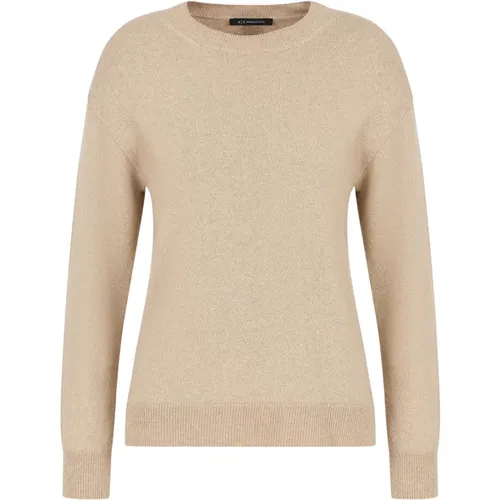 Goldener Pullover Langarm Drop Schulter , Damen, Größe: S - Armani Exchange - Modalova