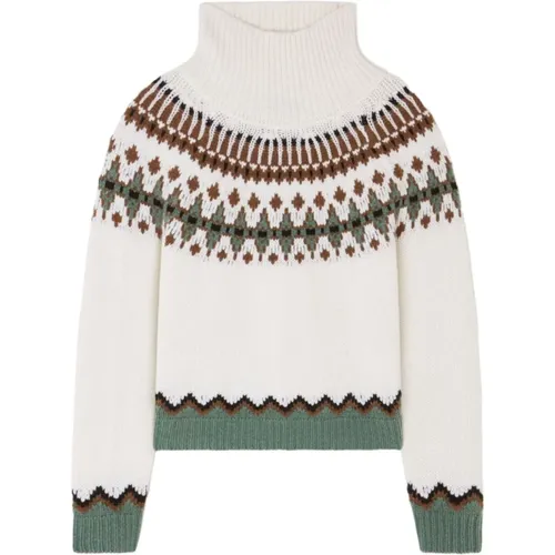 Intarsia Strick Rollkragen Pullover , Damen, Größe: S - Alanui - Modalova