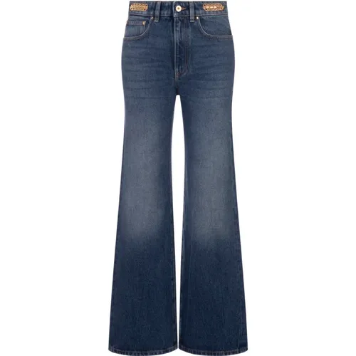 Blaue Baggy Jeans mit Goldverzierung - Paco Rabanne - Modalova