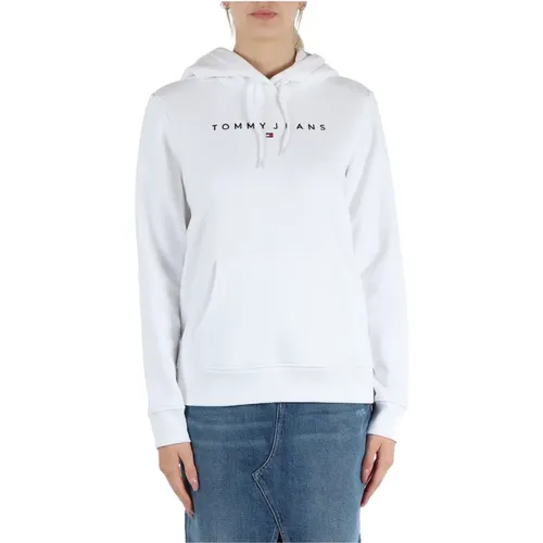 Baumwollkapuzenpullover mit Logo-Stickerei , Damen, Größe: S - Tommy Jeans - Modalova