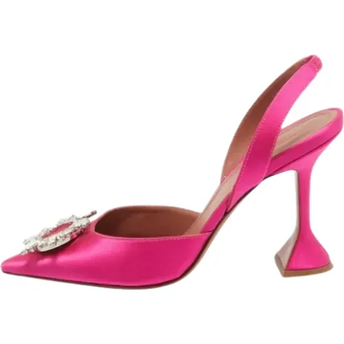 Pre-owned Satin heels , female, Sizes: 7 1/2 UK - Amina Muaddi Pre-owned - Modalova