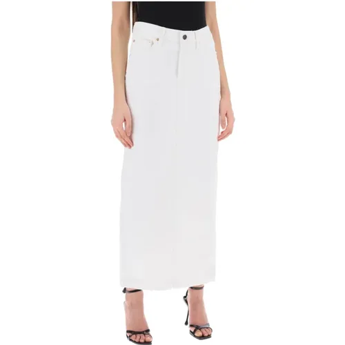 Denim column skirt with a slim , female, Sizes: W27 - Wardrobe.nyc - Modalova