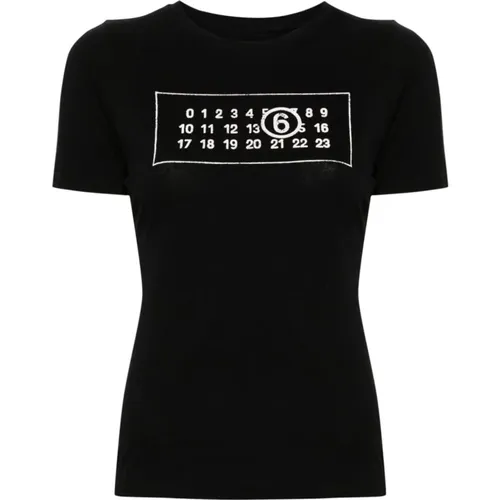 Cotton Jersey Crew Neck T-shirt , female, Sizes: S, M, XS - MM6 Maison Margiela - Modalova