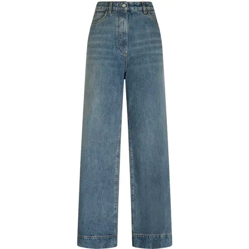 Blaue Jeans mit Hoher Taille und Geprägter Stickerei - ETRO - Modalova