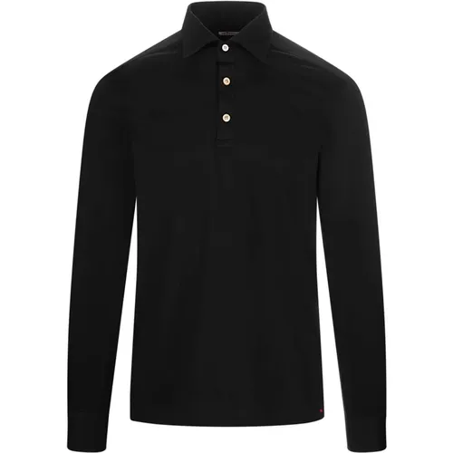 Schwarzes Baumwoll-Poloshirt , Herren, Größe: M - Kiton - Modalova