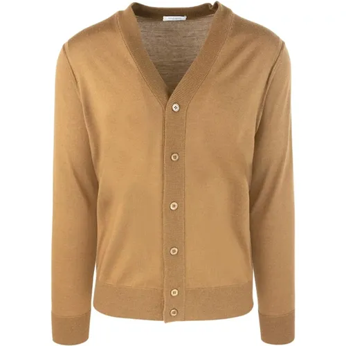 Brauner Cardigan Pullover Regular Fit , Herren, Größe: S - Paolo Pecora - Modalova