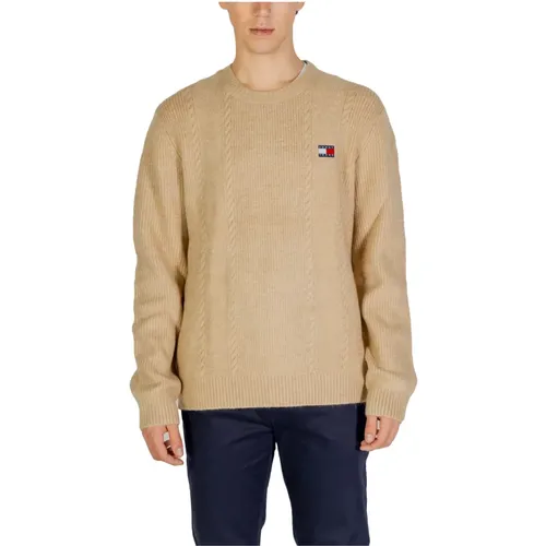 Gold Rundhals Strickwaren Herbst/Winter , Herren, Größe: M - Tommy Hilfiger - Modalova