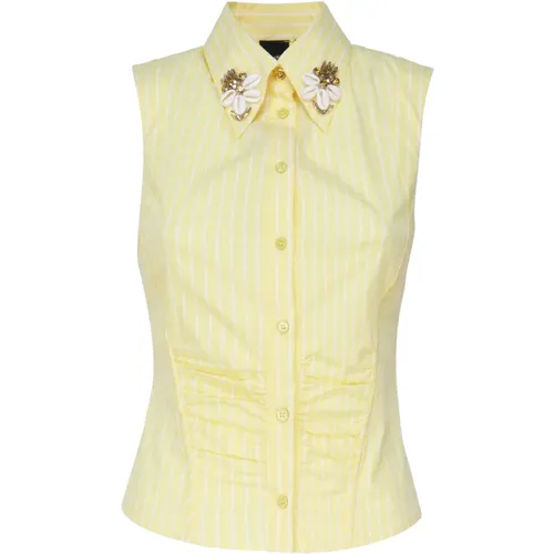 Sleeveless Shirt with Applications , female, Sizes: L, XS, M, S - pinko - Modalova