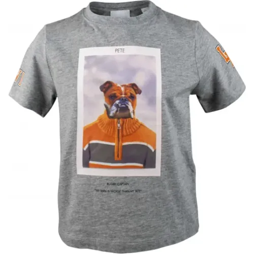 Graues Baumwoll T-Shirt mit Aufgedrucktem Bild - Burberry - Modalova