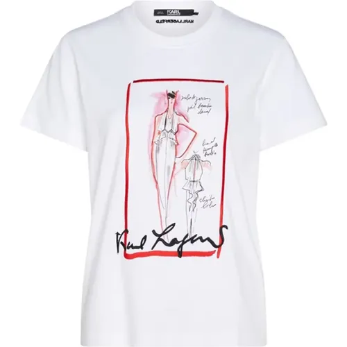 Sketch Logo Cotton T-Shirt , female, Sizes: L, S, M - Karl Lagerfeld - Modalova