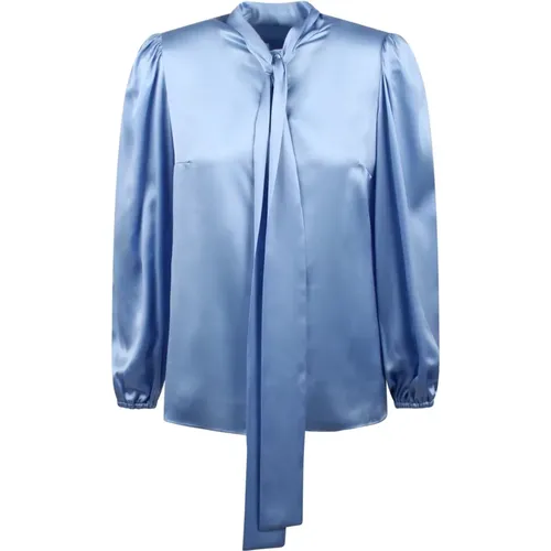 Silk satin shirt with bow , female, Sizes: S, M - Dolce & Gabbana - Modalova