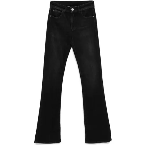 Schwarze Flared Denim Jeans , Damen, Größe: W25 - Emporio Armani - Modalova