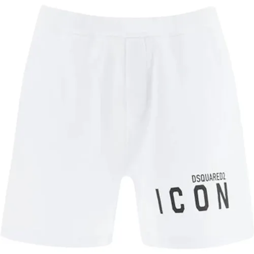 Weiße Baumwollshorts mit Logodetail - Dsquared2 - Modalova