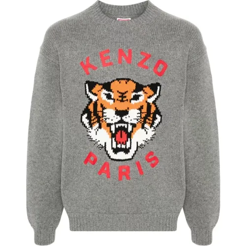 Tiger-Motiv Grauer Pullover,Grauer Sweatshirt Aw24 - Kenzo - Modalova