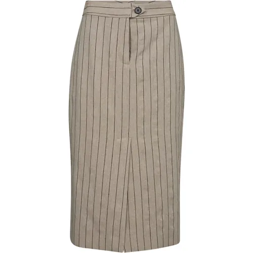 Pinstripe Pencil Skirt Sand , female, Sizes: S, XL, XS, L, M - Co'Couture - Modalova