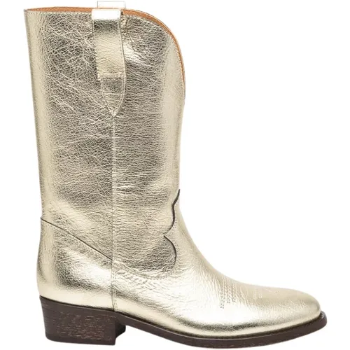 Golden Leather Texano Boots , female, Sizes: 3 UK - Via Roma 15 - Modalova