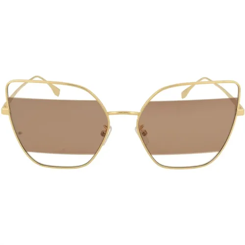 Sunglasses Butterfly Shape Gold , female, Sizes: 61 MM - Fendi - Modalova