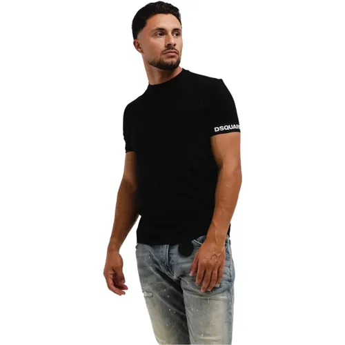 Schwarzes Rundhals T-Shirt Herren - Dsquared2 - Modalova