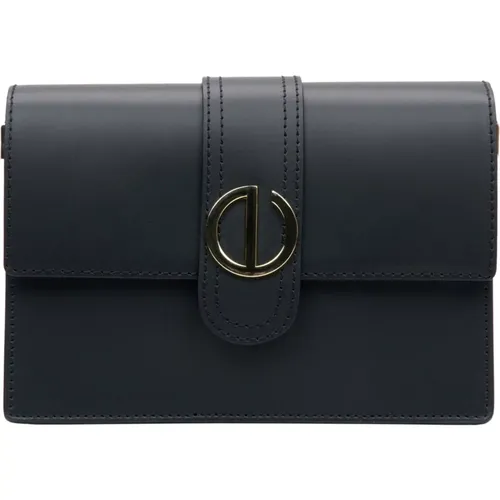 Elegante Schwarze Lederhandtasche , Damen, Größe: ONE Size - Estro - Modalova