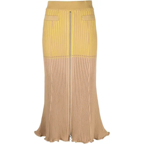 Ribbed Midi Skirt , female, Sizes: L - Paco Rabanne - Modalova