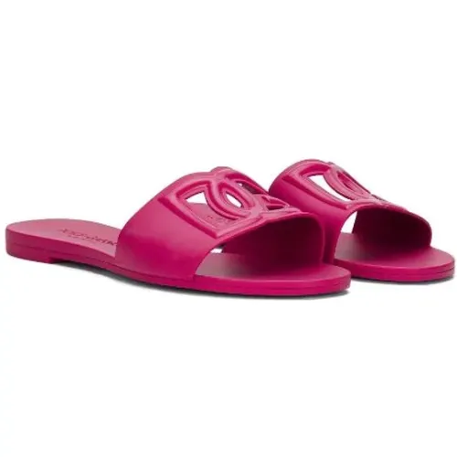 Fuchsia Gummi Slip-On Sandale , Damen, Größe: 36 EU - Dolce & Gabbana - Modalova