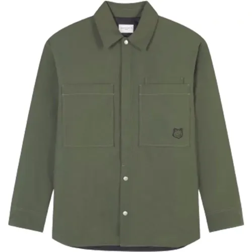 Padded Overshirt with Bold Fox Patch , male, Sizes: M - Maison Kitsuné - Modalova