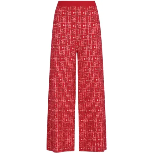 Rote Jacquard Initialen Straight Hose,Neopren Initialen Elastische Taille Hose - Carolina Herrera - Modalova