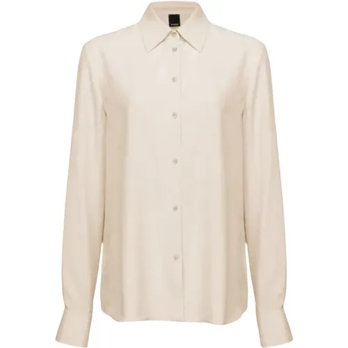 Crepe Shirt with Smorzare 37 , female, Sizes: M - pinko - Modalova