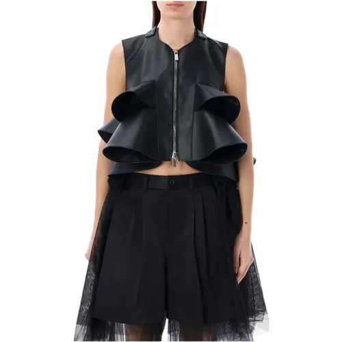 Ruffled Eco Leather Outerwear Ss24 , female, Sizes: M - Noir Kei Ninomiya - Modalova